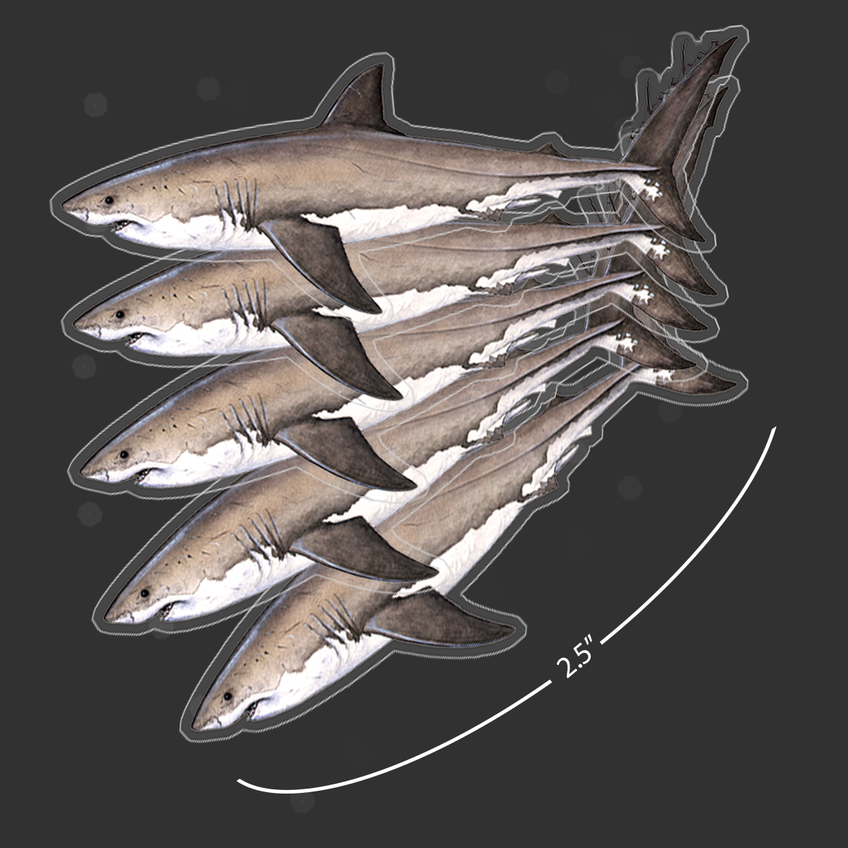 Mini Great White Shark Stickers (Pack of 5)