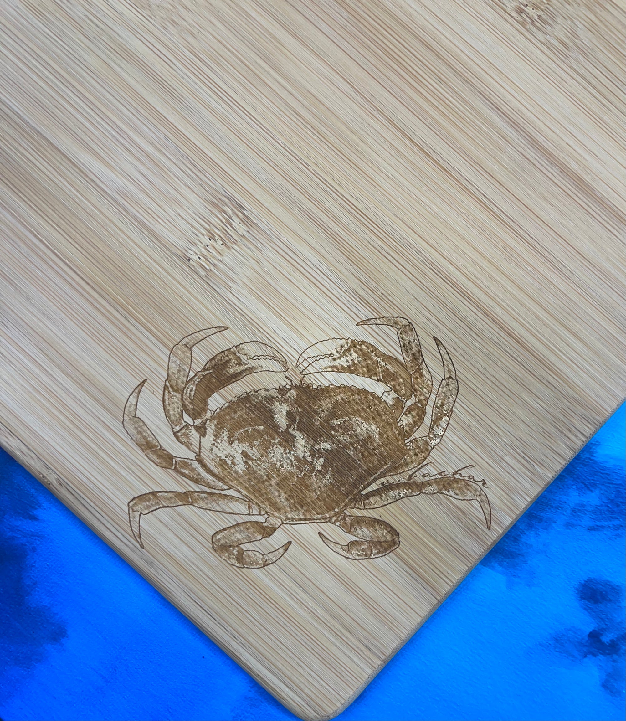 Dungeness Crab Engraved Bamboo Serving Board 11x17"